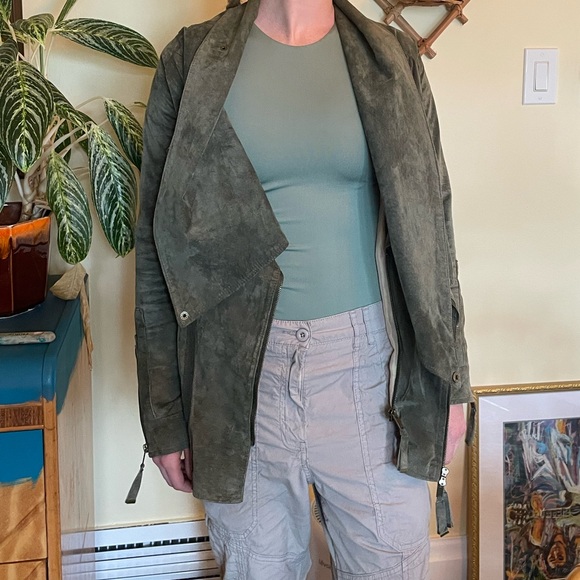 L.A.M.B. Suede & Silk Jacket Fall Green - Picture 2 of 10